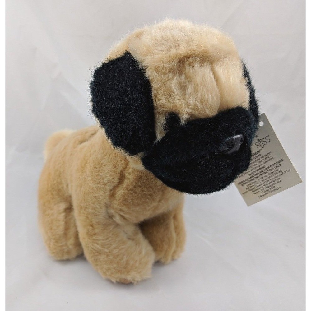 Russ Curious Critters Dog Pug Plush Daisy Chain Press Stuffed‎ Animal toy